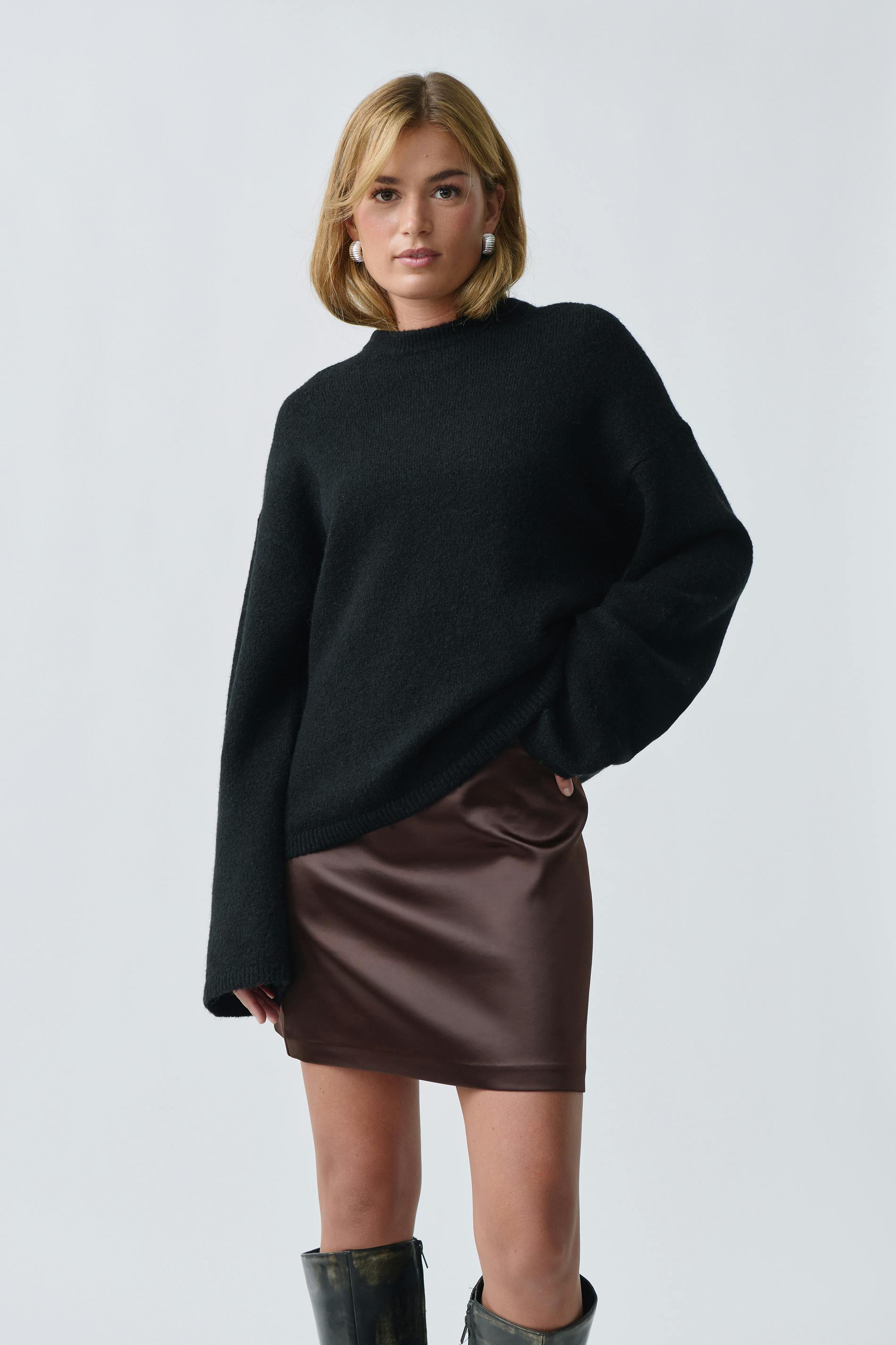 Satin mini skirt