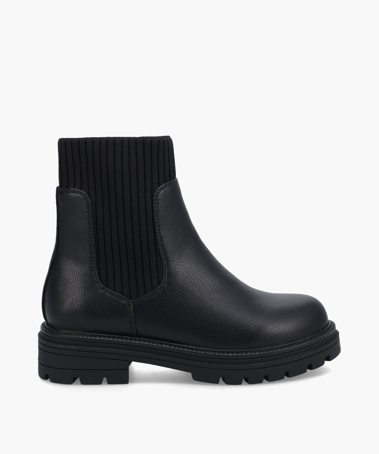 Boots fille unies à col chaussette et semelle crantée noir | GEMO