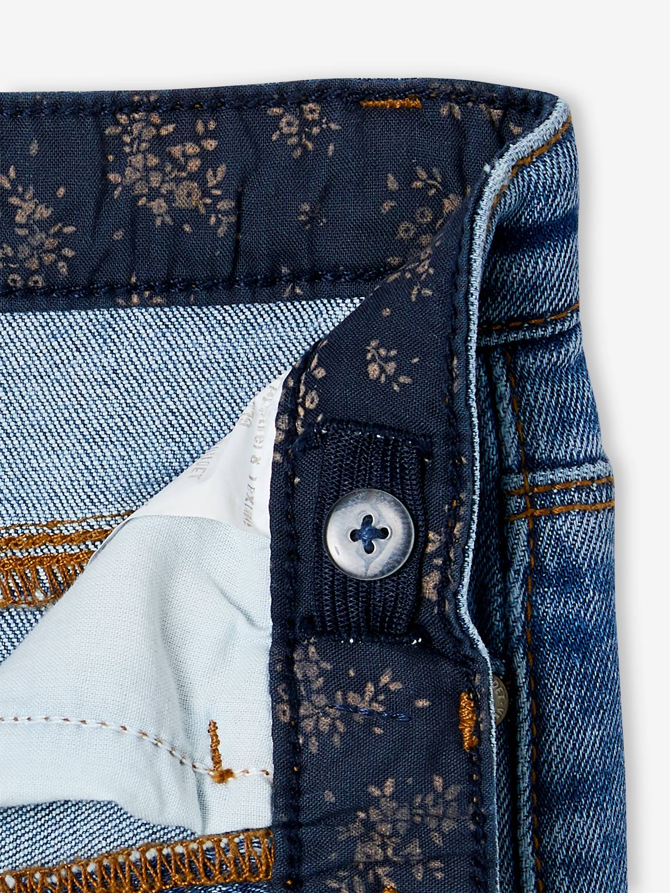 Vertbaudet Gerade Mädchen Jeans, Zierschleife - blue stone