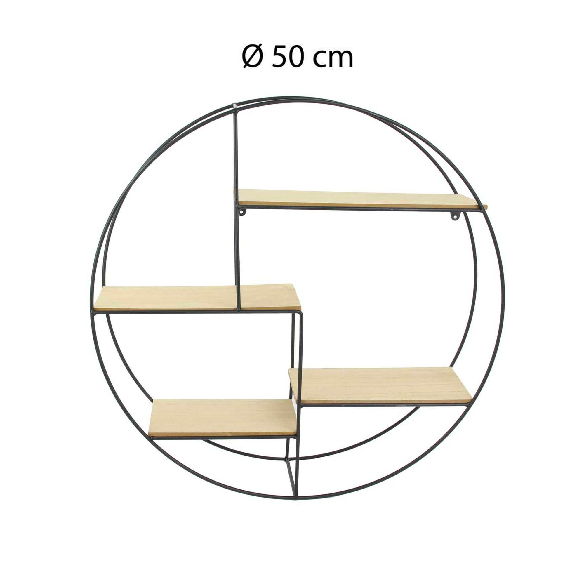 Etagère ronde en métal et bois