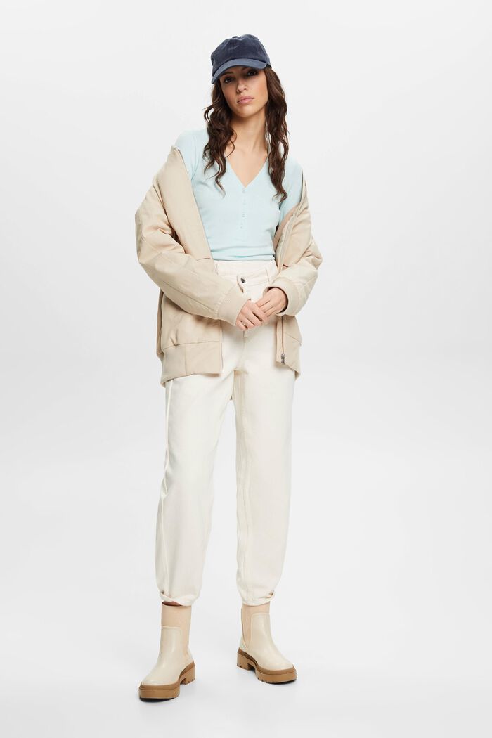 Geripptes Henley-Kurzarmshirt
