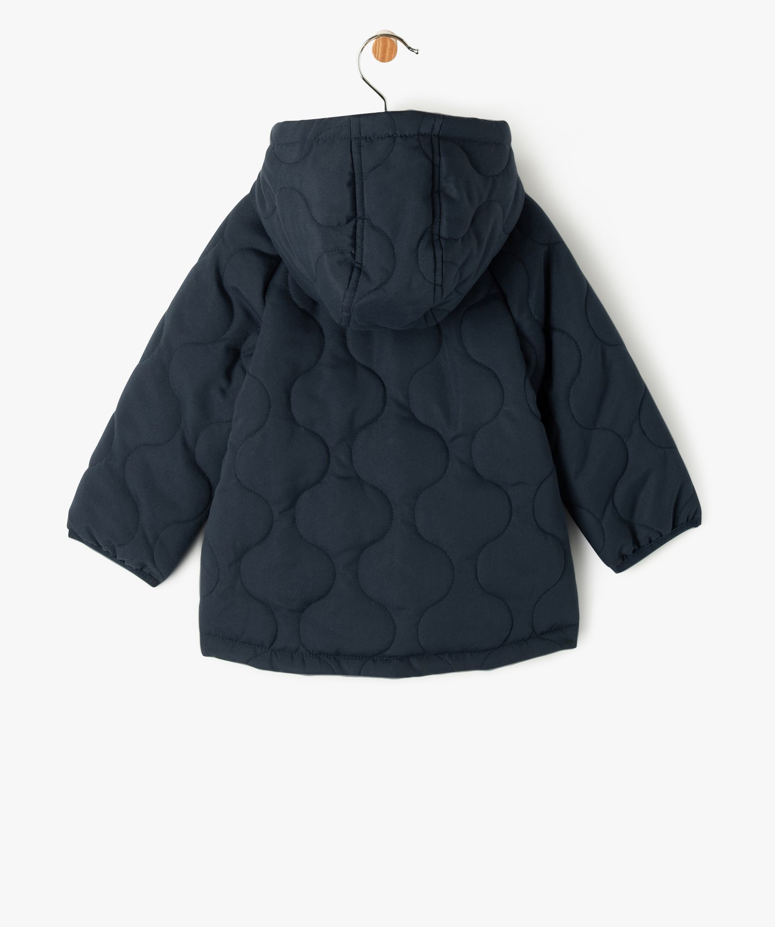 Manteau droit matelassé à capuche bébé Garçon marine | GEMO