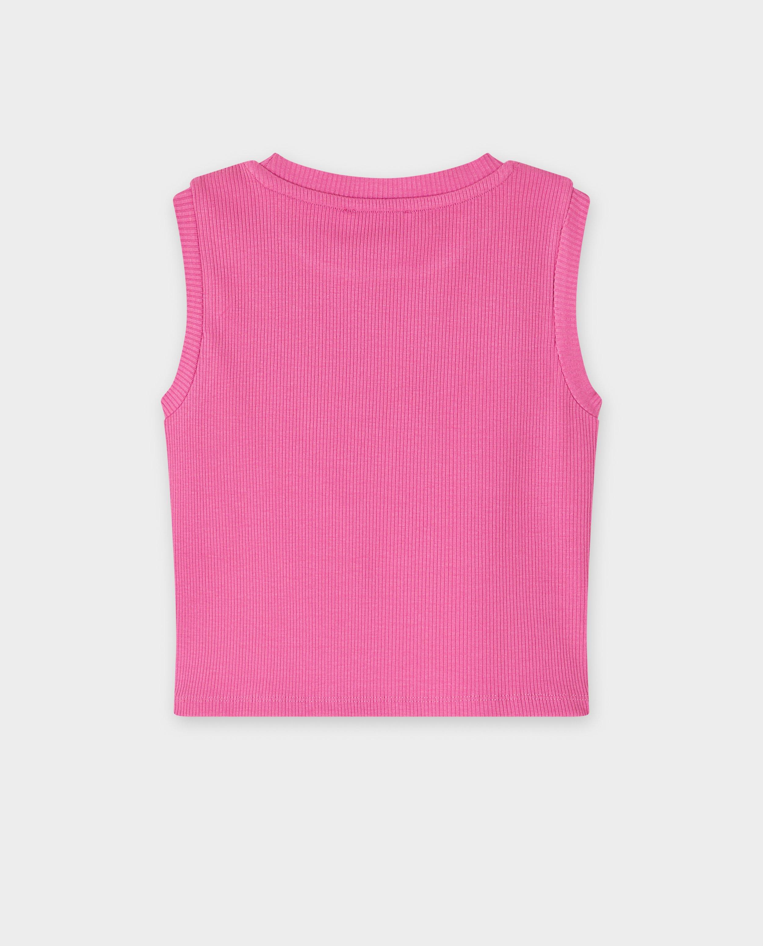 Top Geisha Pink cu model mov cu nervuri
