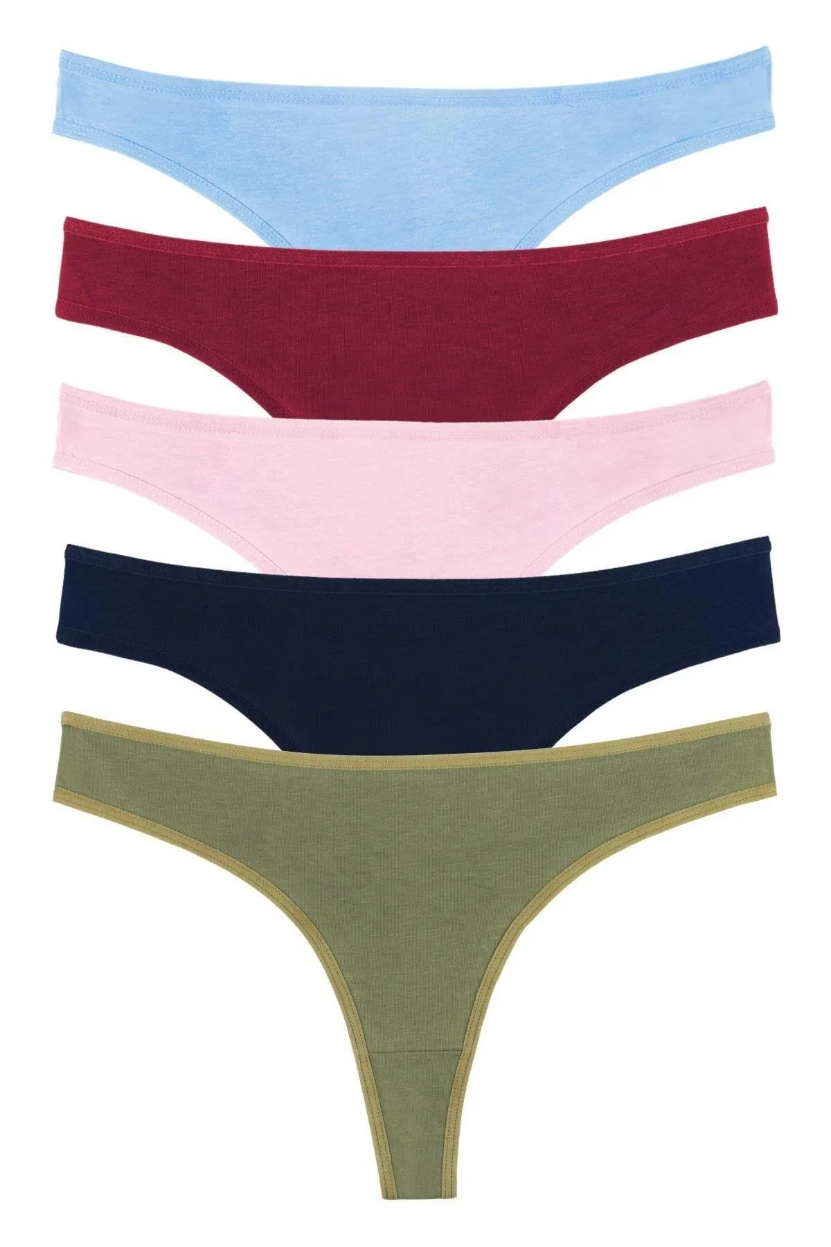 Sensu  Damen-Tanga aus Baumwolle in verschiedenen Farben, 5-teiliges Höschenset – Kts3047