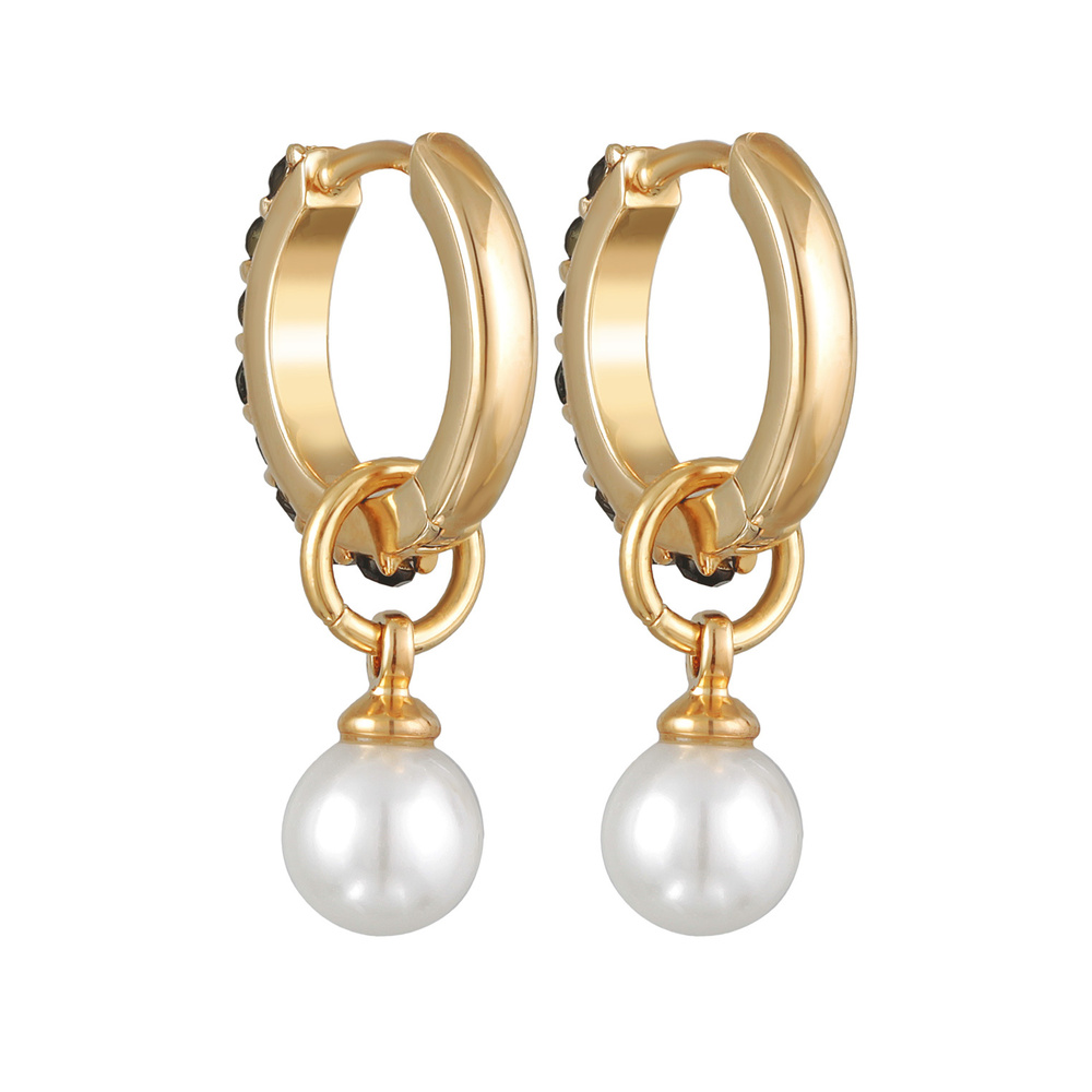 Elli Elli Boucles d'Oreilles Femmes Créoles Pendentif Perles de Verre Couleur Or avec  Boucles d'oreilles