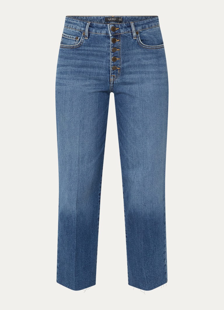 Calça jeans cropped de cintura média Ralph Lauren, perna reta e lavagem média.
