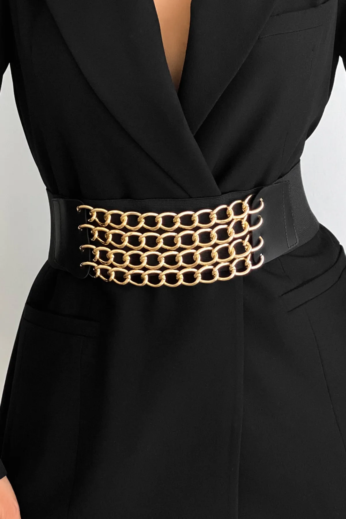 Cool & Sexy  Schwarzer elastischer Kettengürtel für Damen BE661