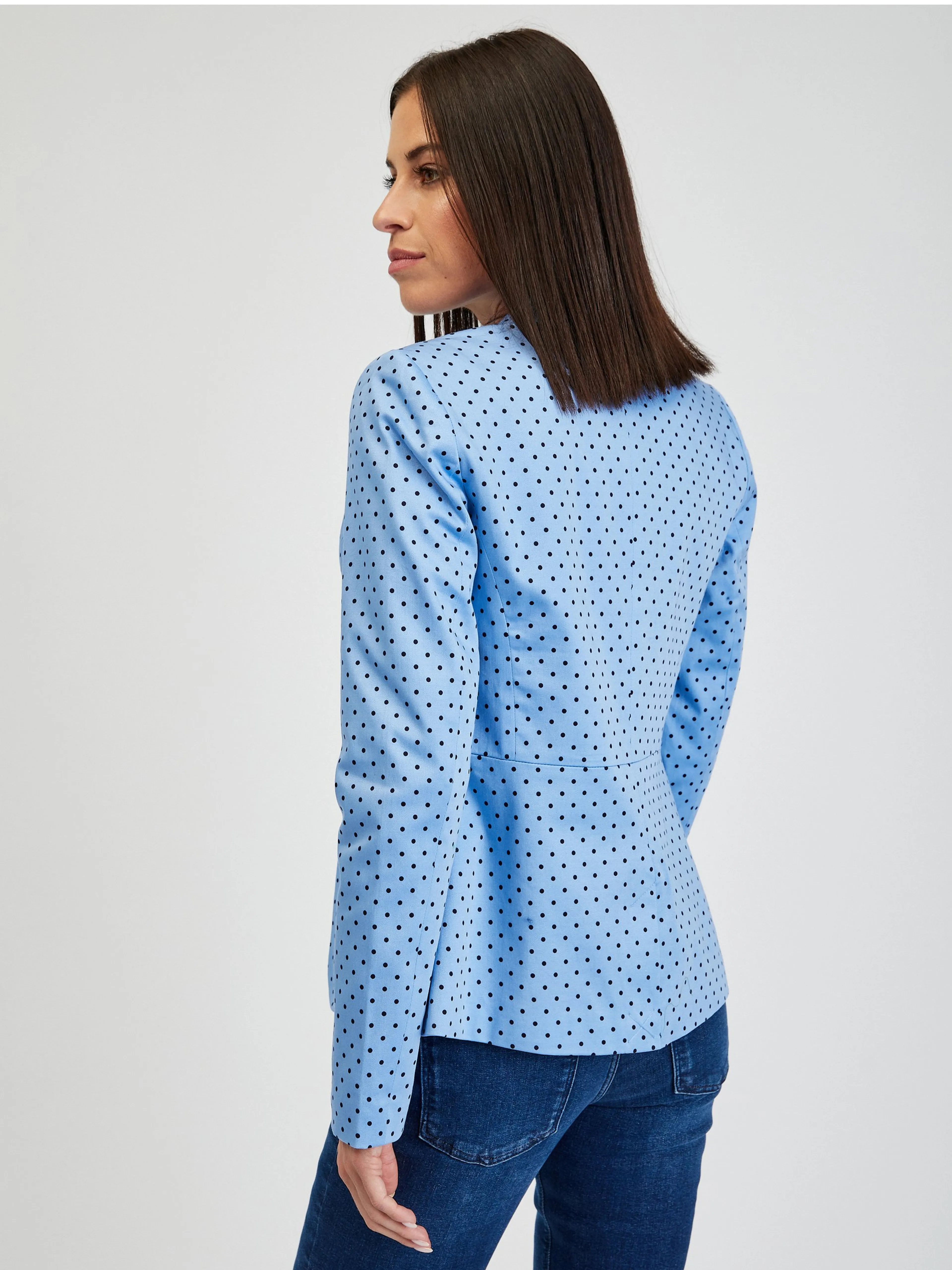 Blaue gepunktete Damenjacke ORSAY