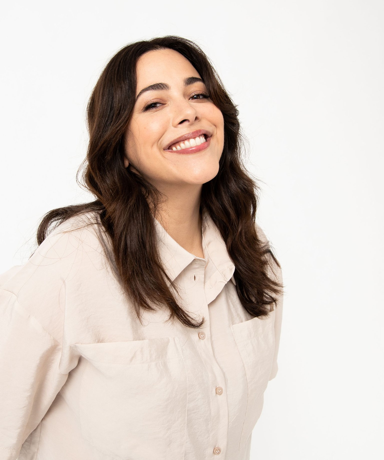 Chemise à manches courtes avec poches poitrine femme grande... ecru | GEMO