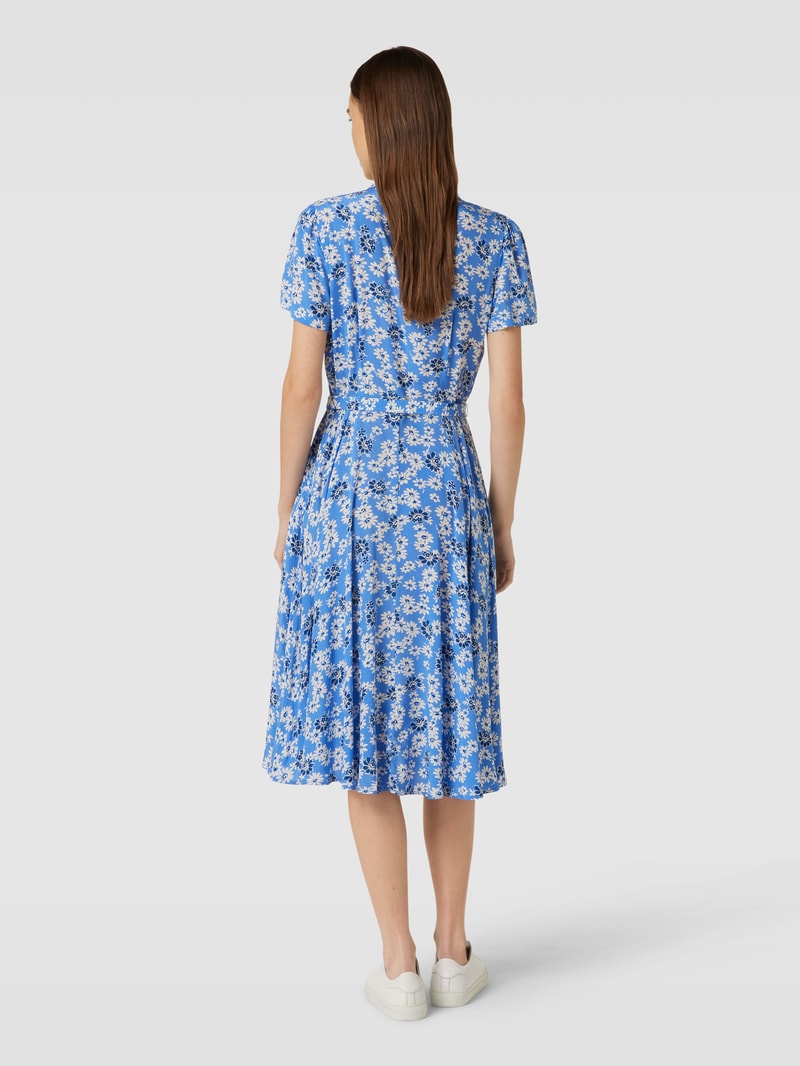 Midikleid mit floralem Muster in blau