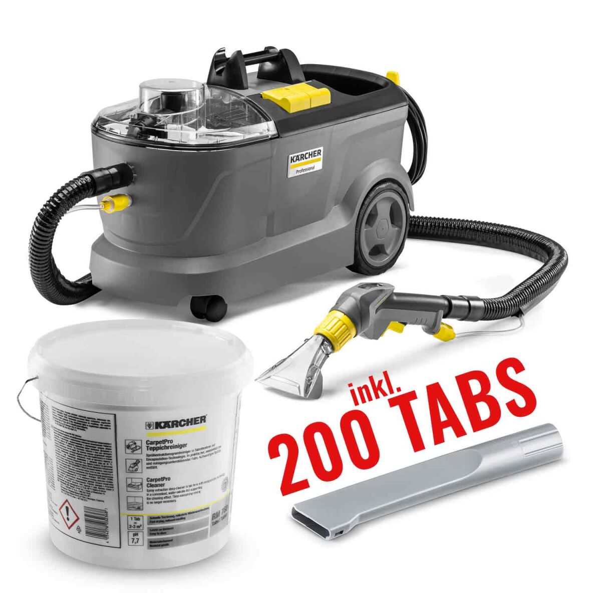 Kärcher Puzzi 10/1 Waschsauger inkl. Fugendüse & RM 760 Carpet Pro iCapsol 200 Tabs Textilreiniger