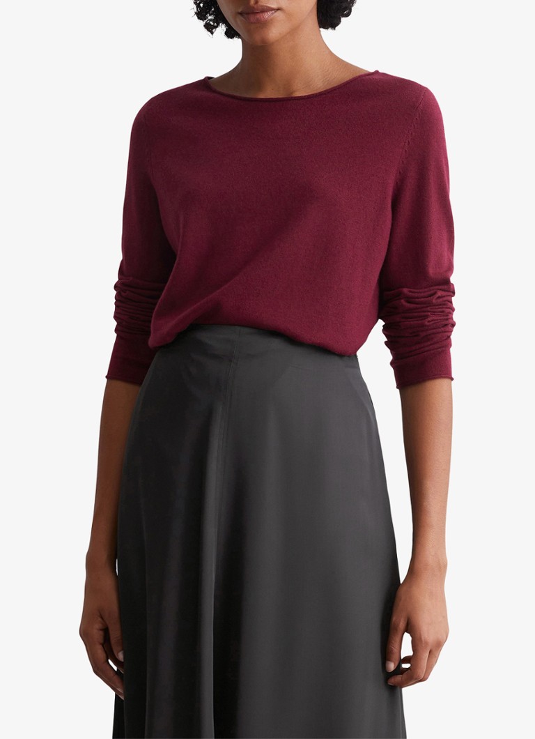 Marc O'Polo Fine-knit pullover in virgin wool blend with boat neckline