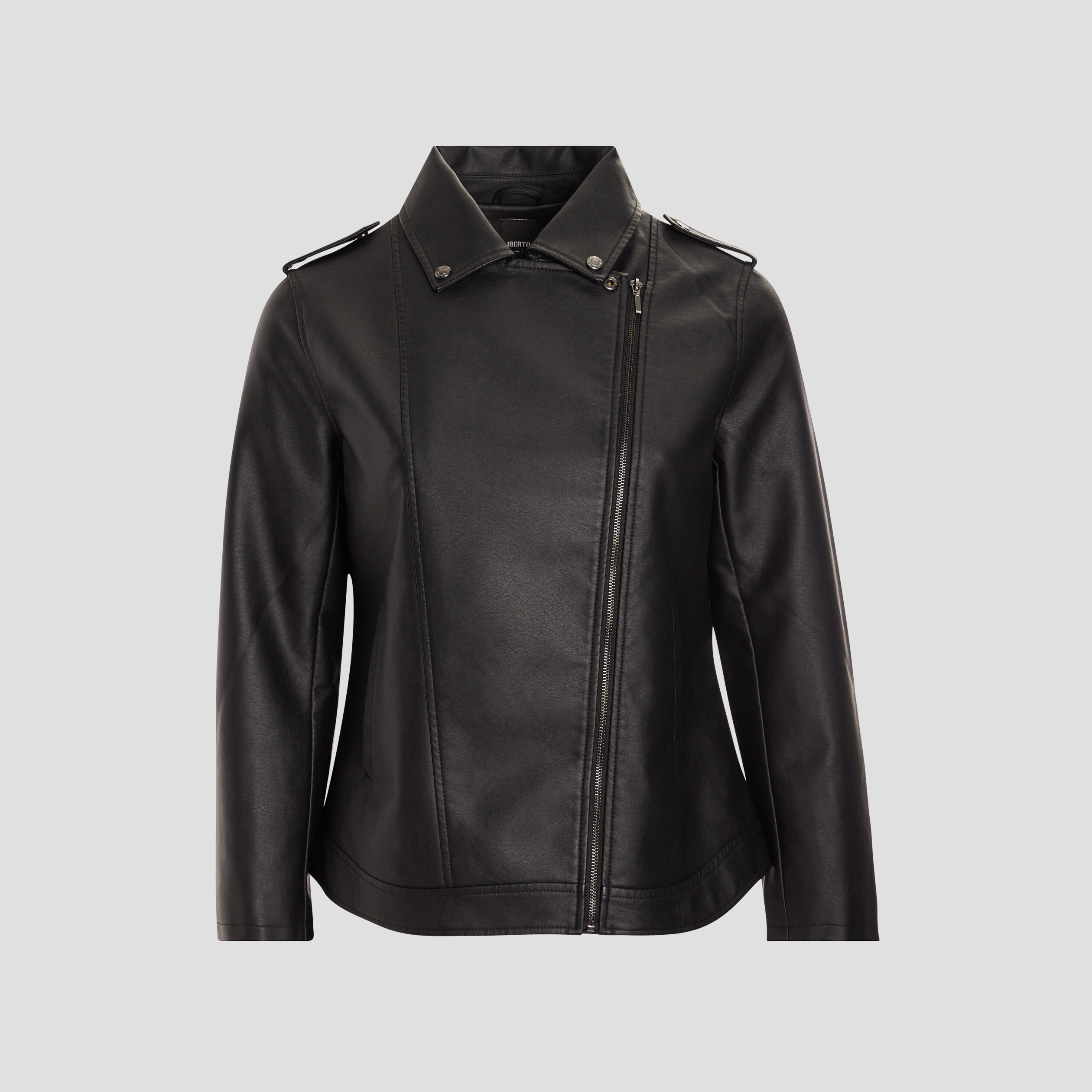 Veste esprit biker simili cuir noir femme grande taille | La Halle
