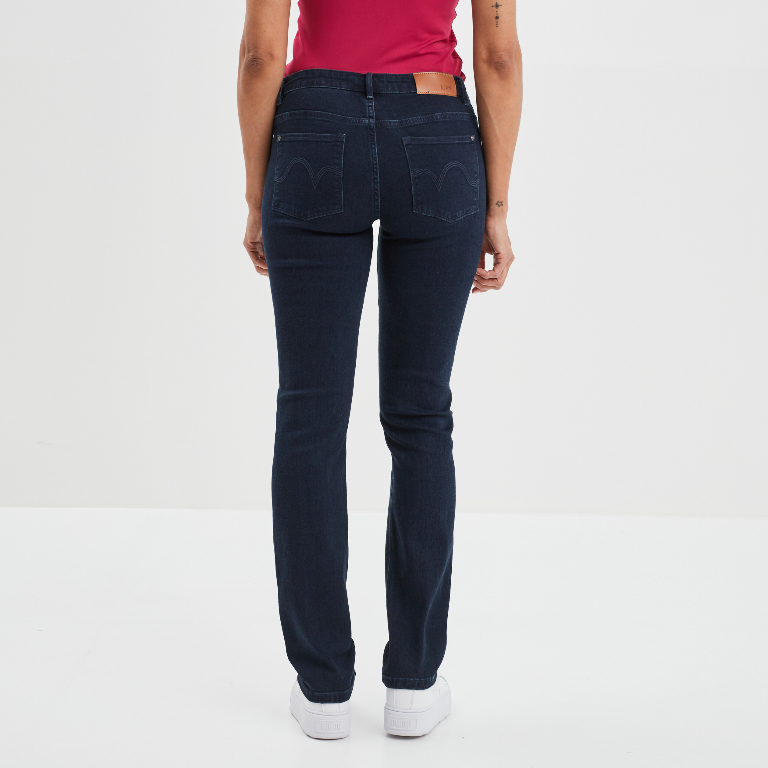 Jeans straight taille normale denim blue black femme | La Halle