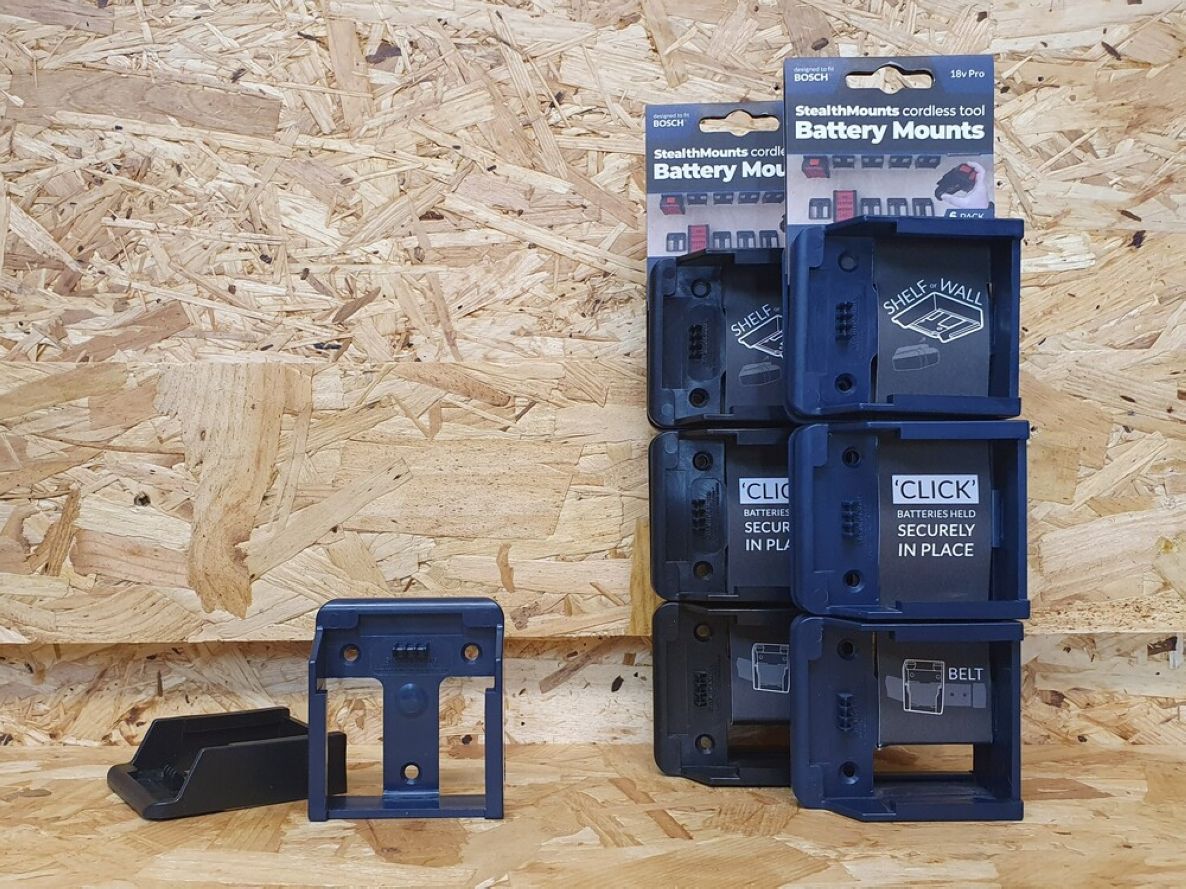 Držáky baterií StealthMounts BM-BO18-BLU-6 modré pro Bosch 18V (sada 6 ks)