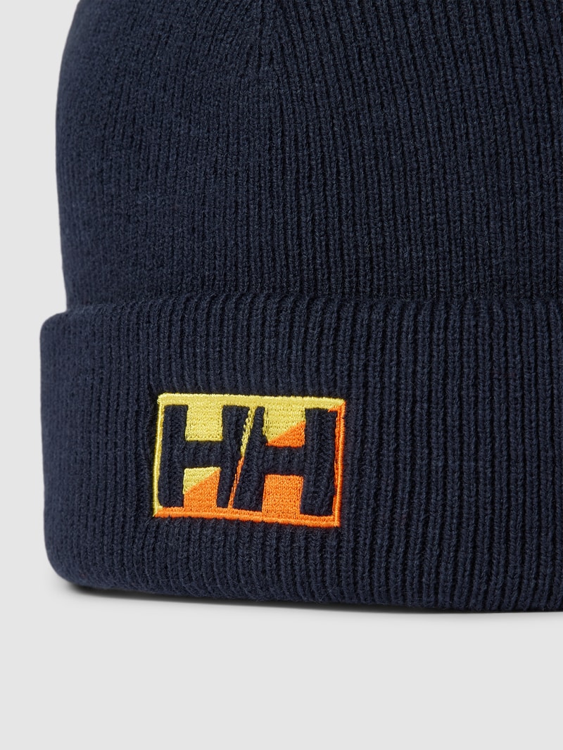 Beanie mit Logo-Stitching in marineblau