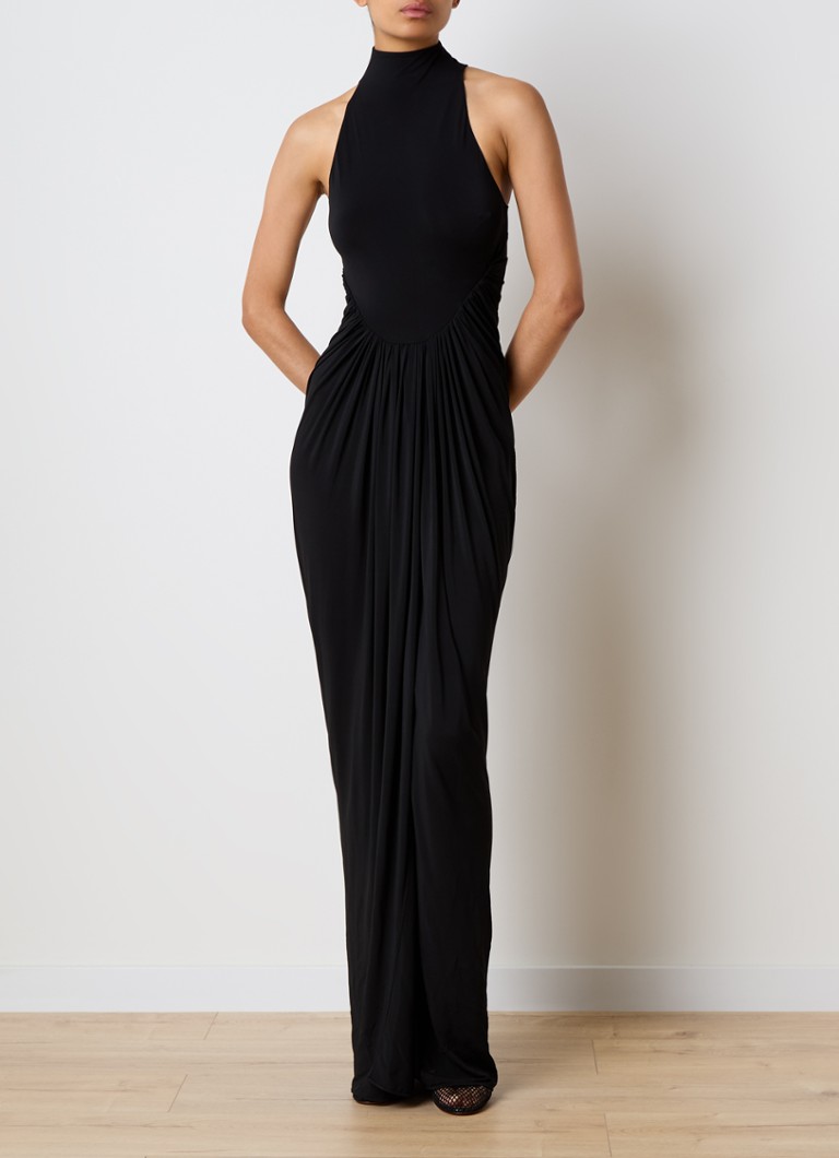 Alaïa maxi dress with draped detail and slit