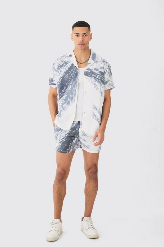 Oversize Satin-Hemd und Shorts mit Print
