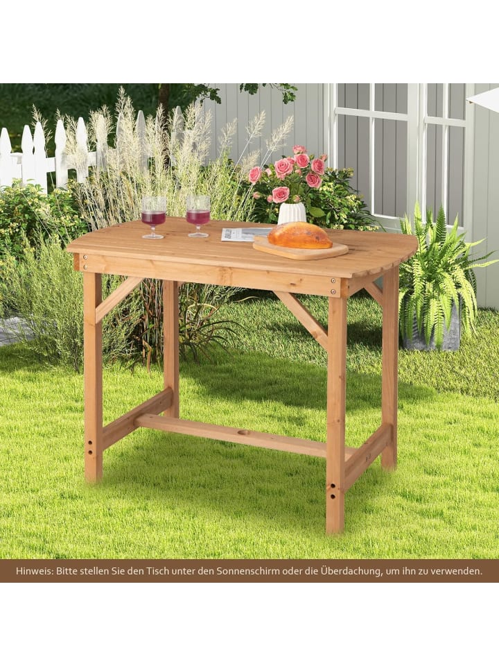 COSTWAY Gartentisch 100cm in Beige günstig kaufen onesize