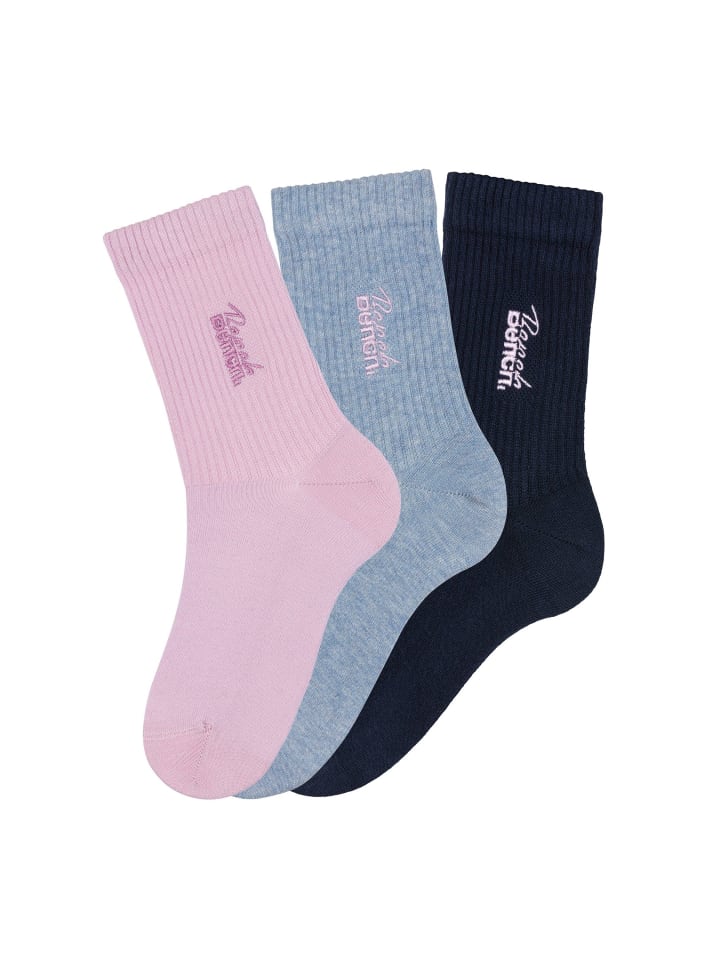 Bench Basicsocken in 1x marine, 1x hellblau-meliert, 1x rosa günstig kaufen