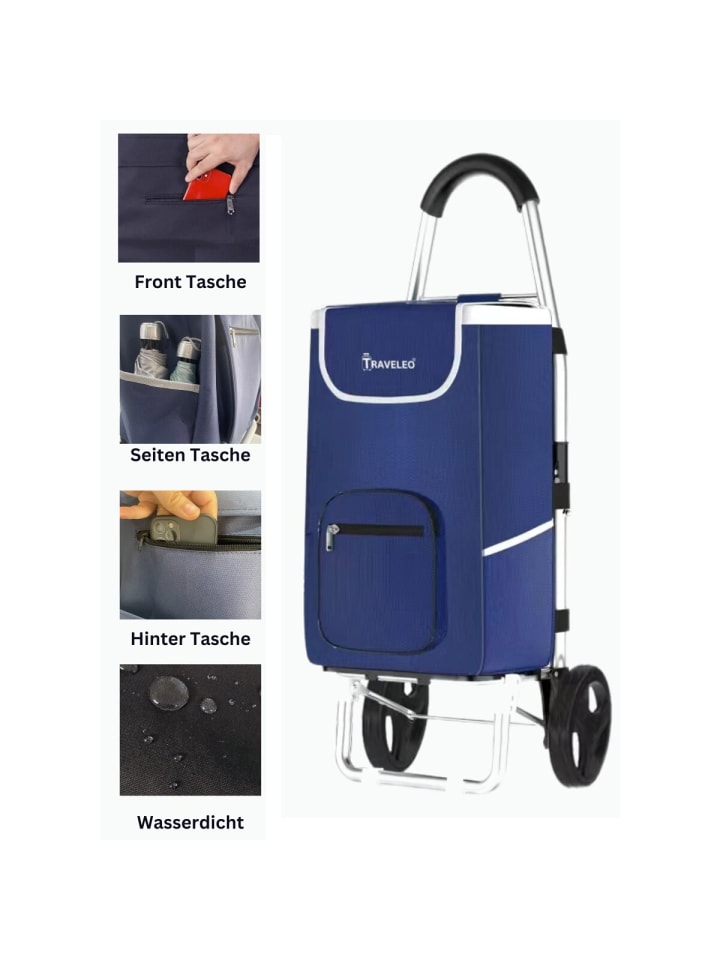 Cheffinger 56 L Einkauf Trolley Einkaufswagen Shopping in Blau günstig kaufen onesize