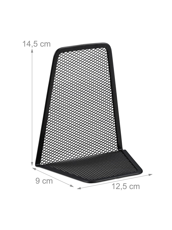 relaxdays 2x Buchstütze in Schwarz - (B)12,5x (H)14,5 x (T)9 cm günstig kaufen onesize