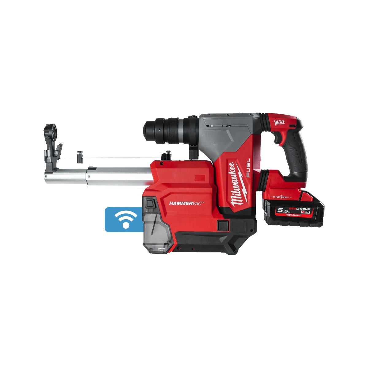 Milwaukee 4933478498 M18 ONEFHPXDEL-552C M18 Fixtec SDS-Plus Akku-Kombihammer 18V 5,5Ah Li-Ion mit Staubabsaugung