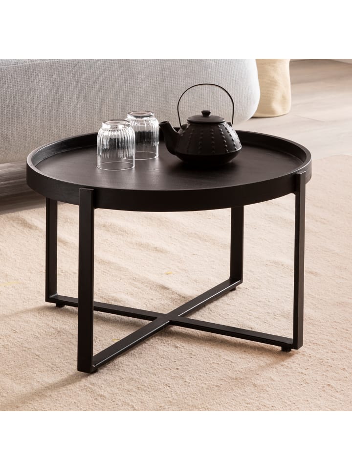 KADIMA DESIGN Couchtisch 60x60x35 cm Mango Massivholz / Metall Sofatisch günstig kaufen onesize
