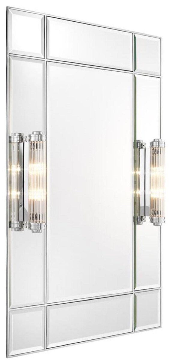 Casa Padrino Wandspiegel Luxus Wandspiegel mit Licht Silber 90 x 13 x H. 140 cm - Luxus Qualität