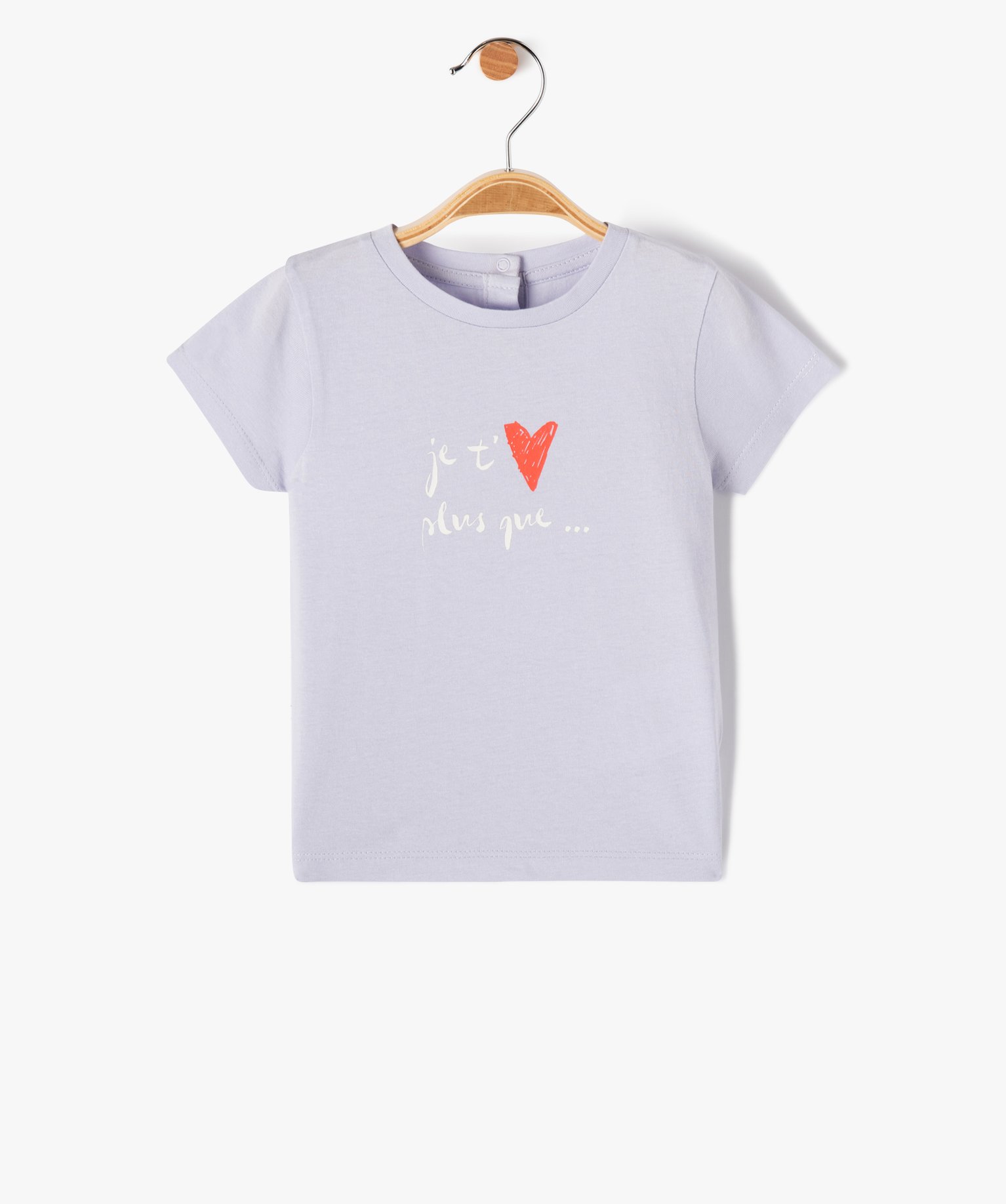 Tee-shirt bébé fille à manches courtes et motif cur violet | GEMO