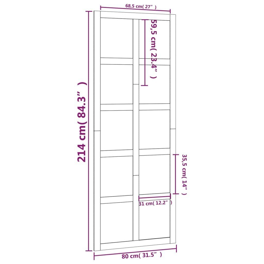 vidaXL Schiebetür Scheunentür Weiß 80x1,8x214 cm Massivholz Kiefer (1-St)