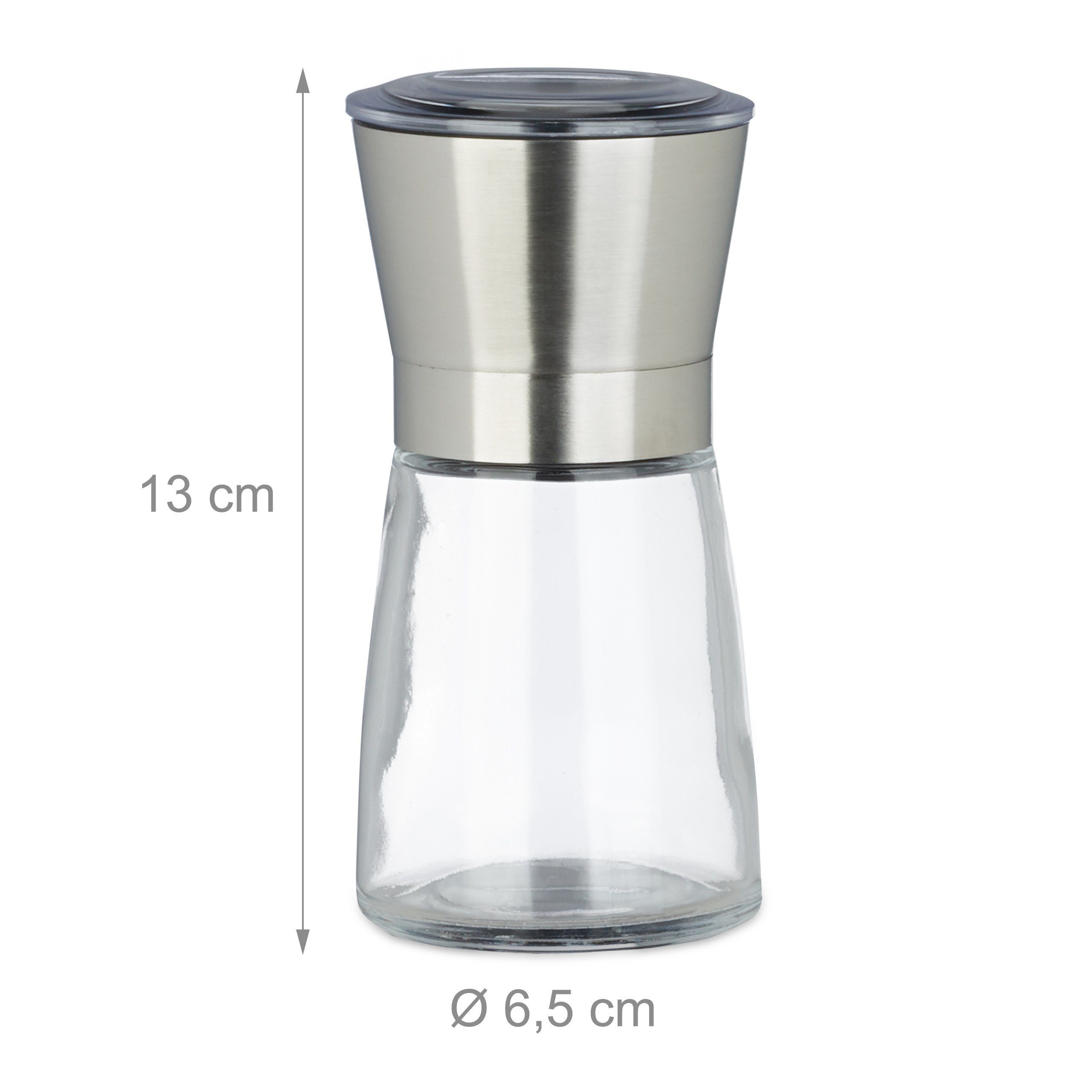 relaxdays Pfeffermühle Pfeffermühle Glas Design 2er Set