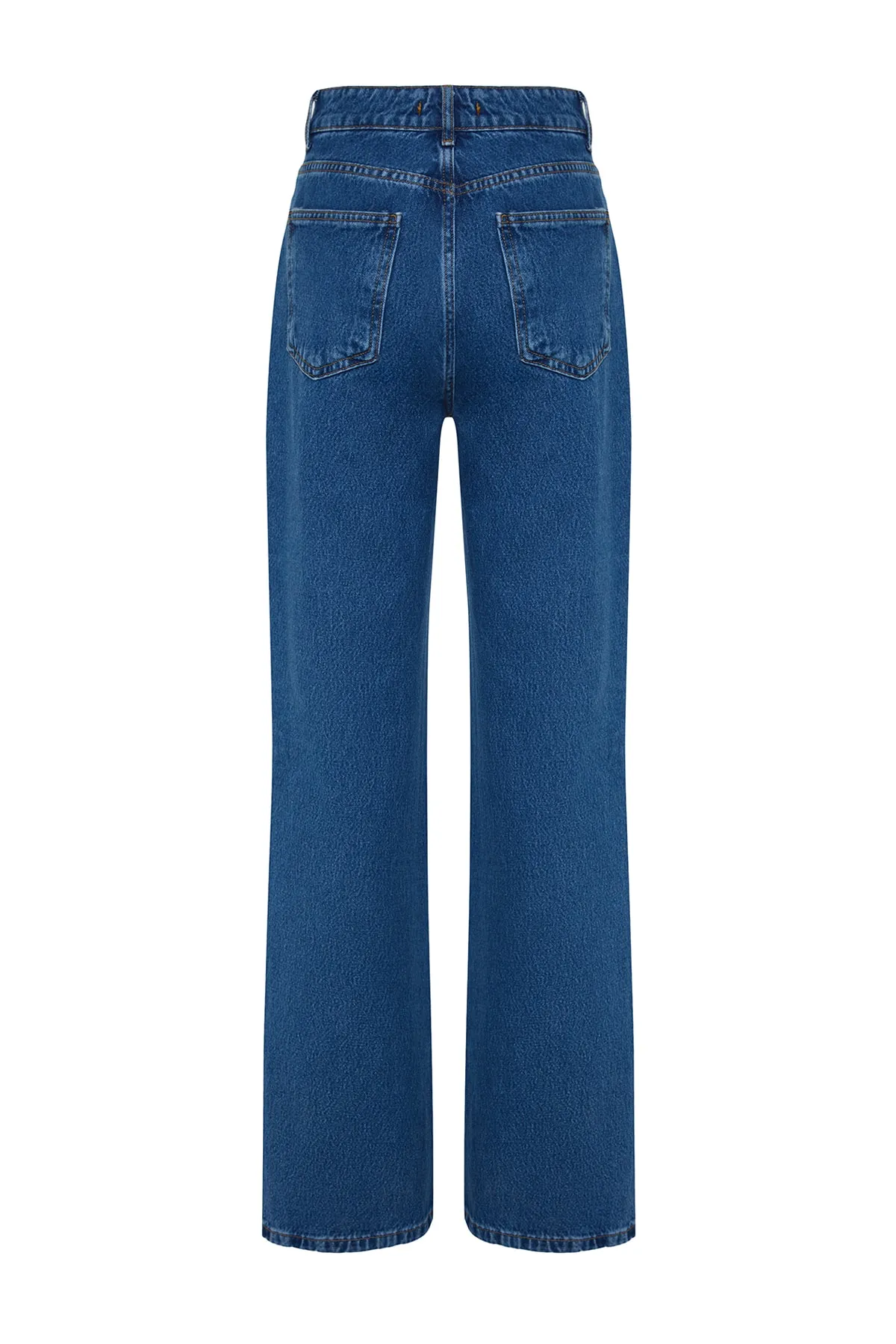 Trendyol Collection  Dunkelblaue Jeans mit hoher Taille und weitem Bein TWOAW24JE00075