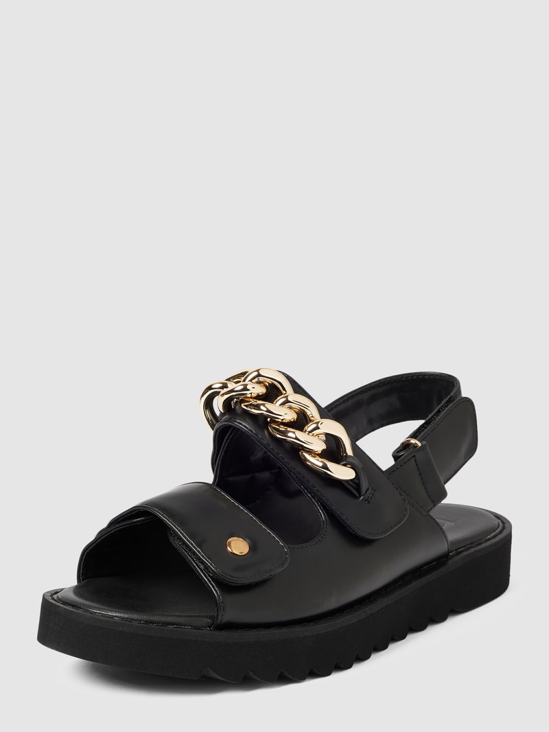 Sandalen mit Gliederkettenapplikation Modell 'MALU' in schwarz