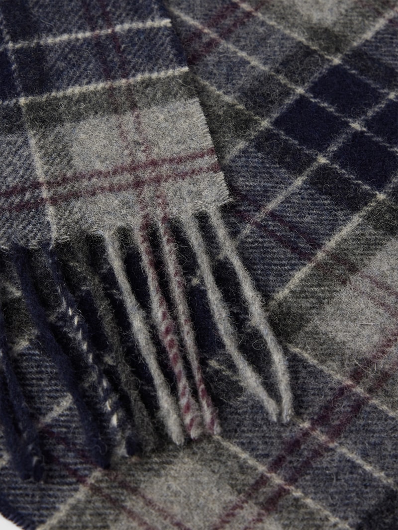 Schal aus Lanawolle mit Tartan-Muster in marineblau