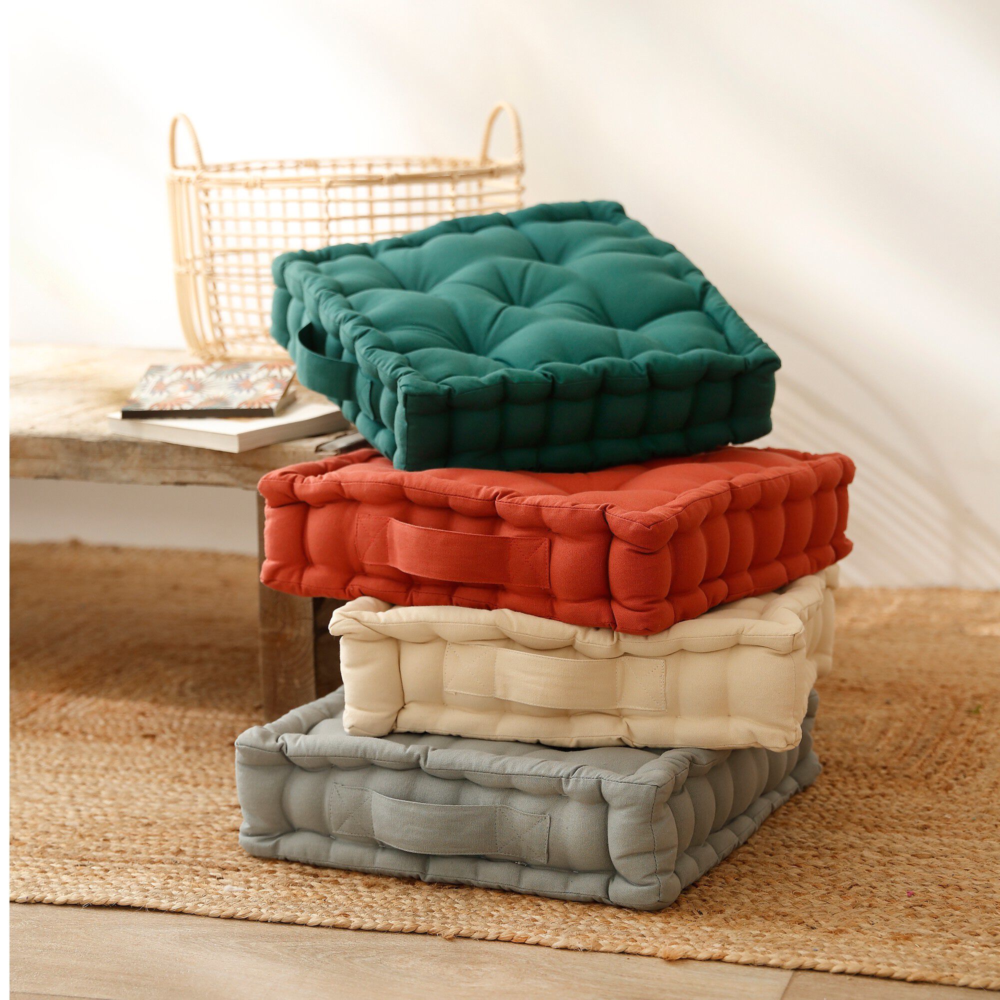 Coussin de sol uni coton