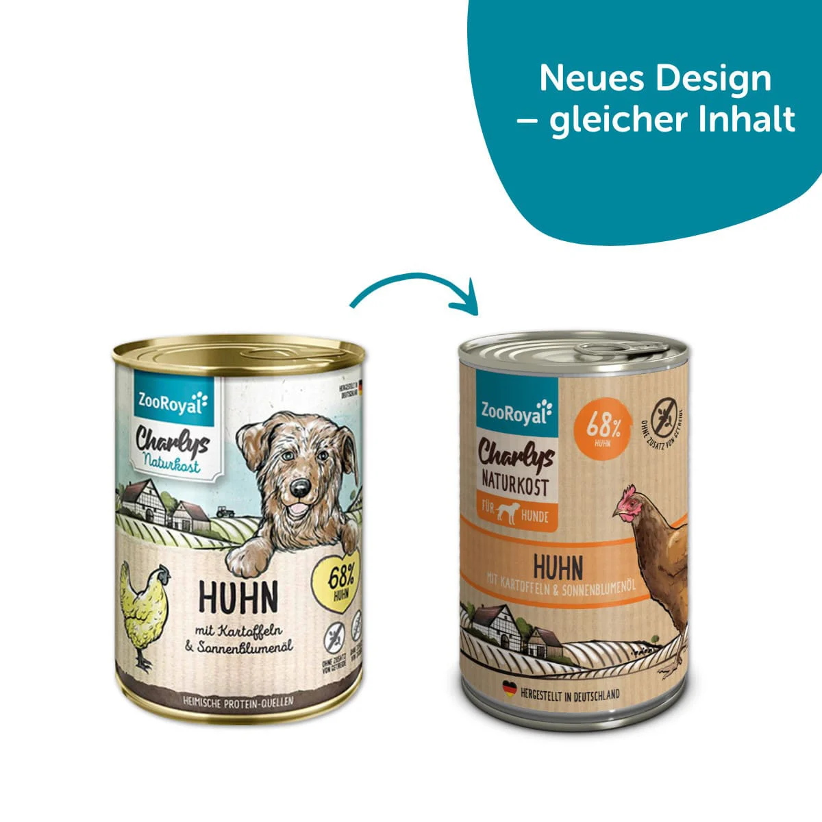 ZooRoyal Charlys Naturkost Huhn, Kartoffeln & Sonnenblumenöl