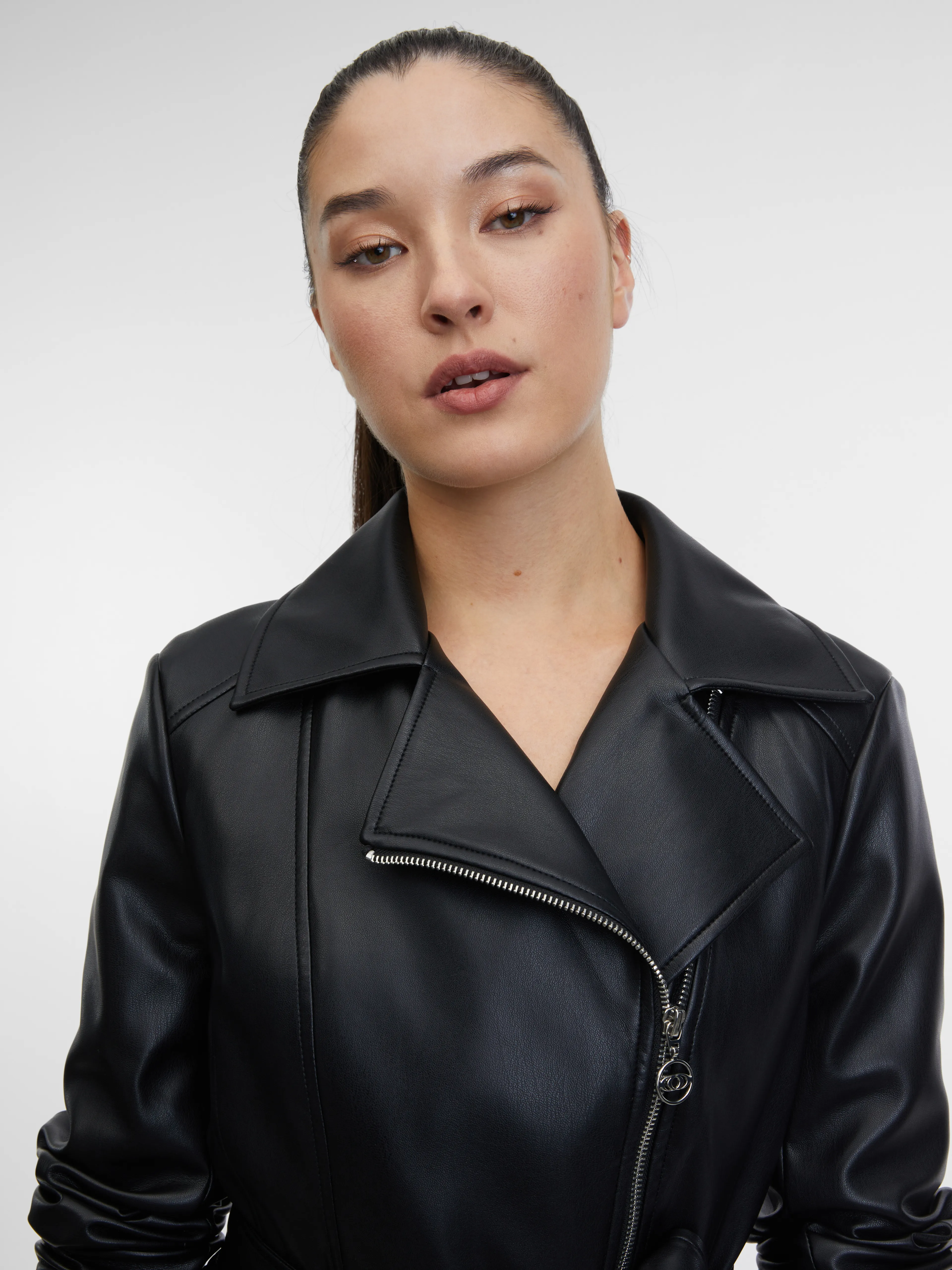 Schwarze Damen Lederjacke ORSAY