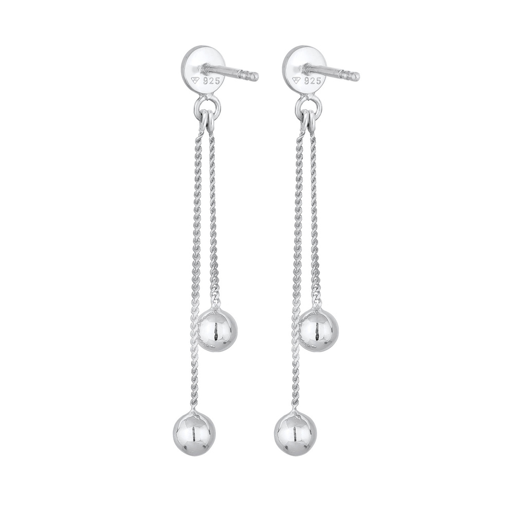 Elli Elli Boucles d'Oreilles Stecker Plättchen Kugel Kette Geo Style 925 Silber Boucles d'oreilles