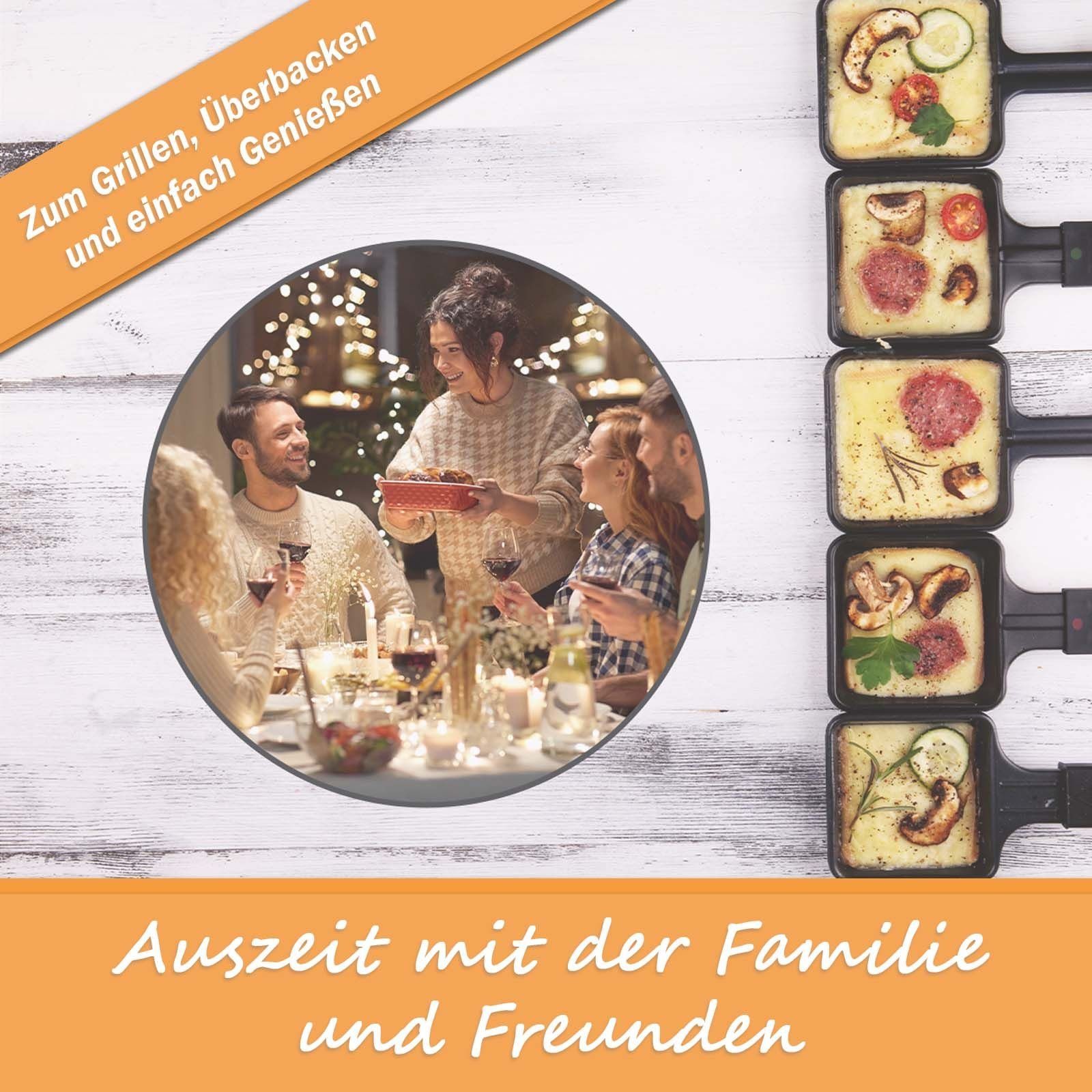 bmf-versand Raclette Raclette Grill für 8 Personen inkl Pflegetuch Heißer Stein