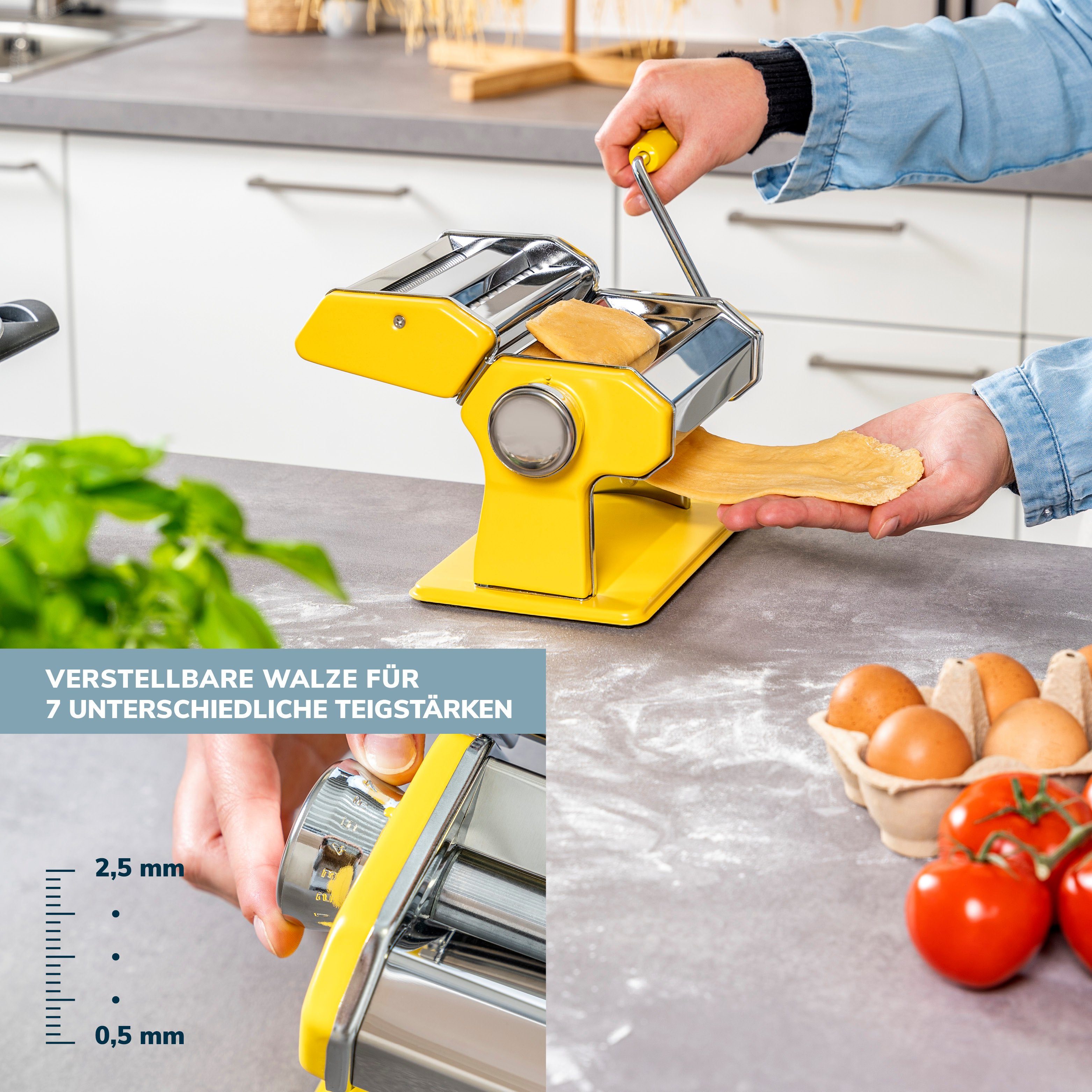 bremermann Nudelmaschine bremermann Nudelmaschine Edelstahl/Metall gelb - für Spaghetti, Pasta