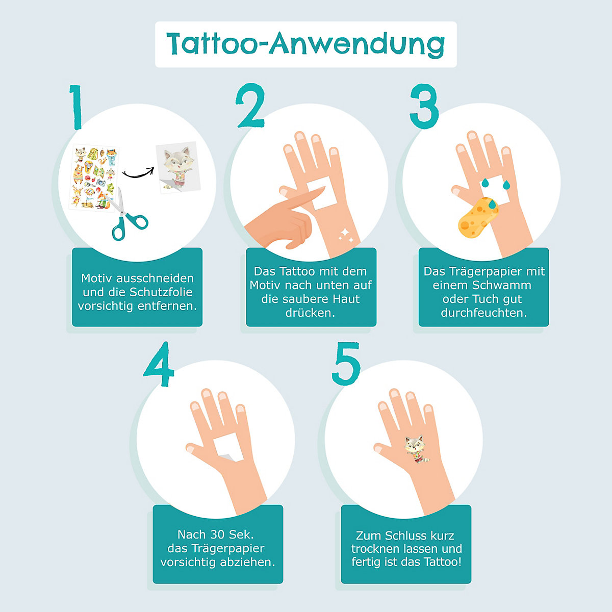 Tattoo Set, Wasserfarben Mädchen