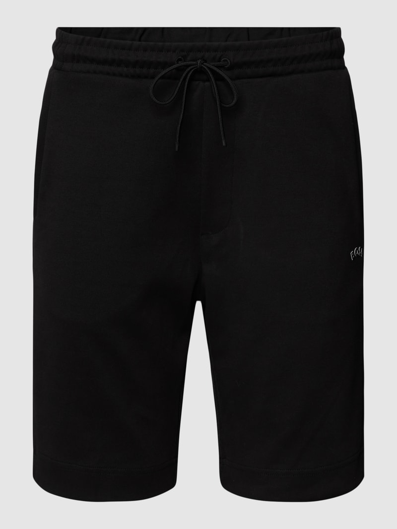 Sweatshorts mit Logo-Print Modell 'Headlo Curved' in schwarz