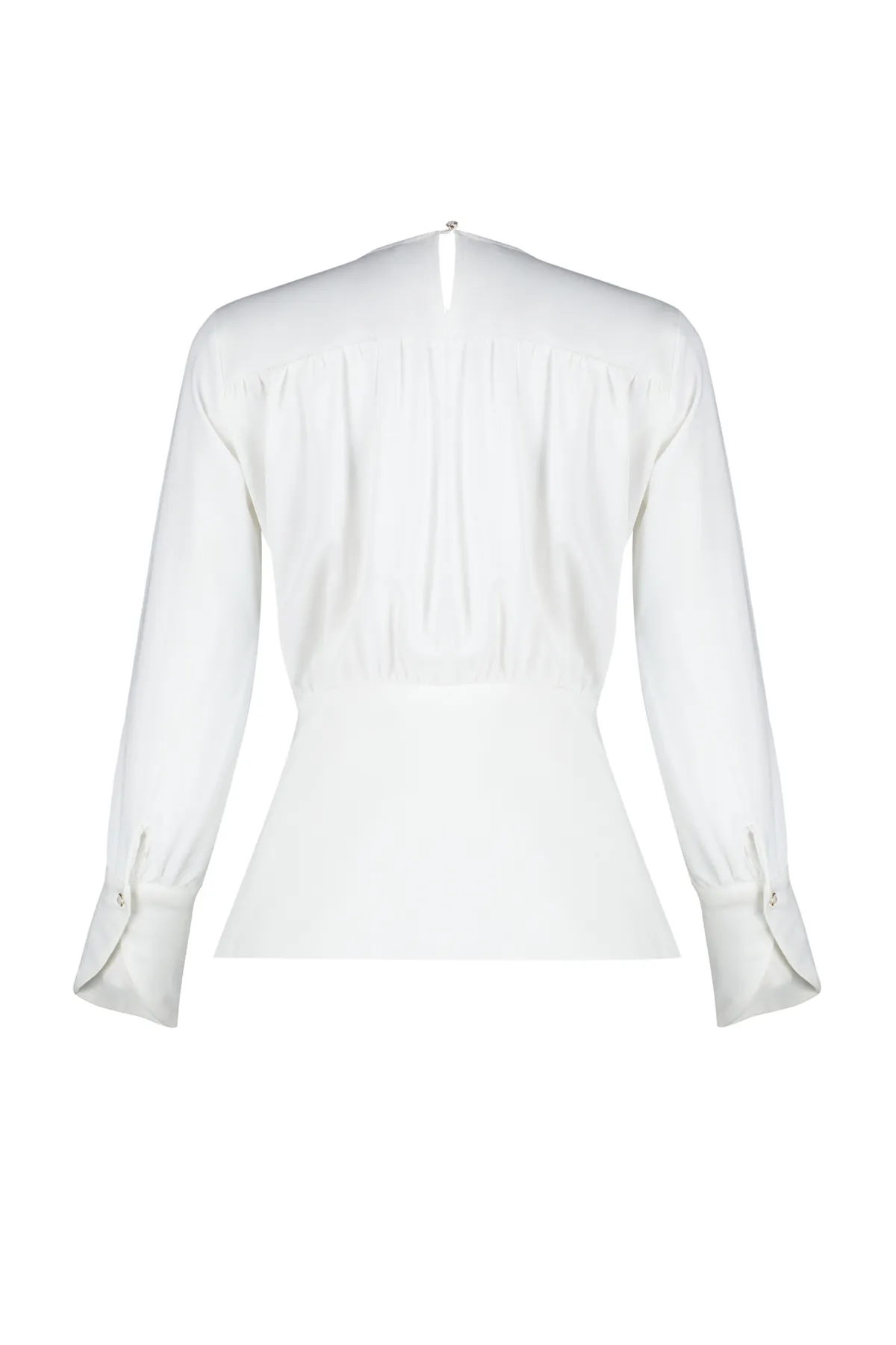 Trendyol Modest  Ecrufarbene, zweireihige, gewebte Tunika mit Schlitz und detailliertem Schnitt TCTSS24UK00000