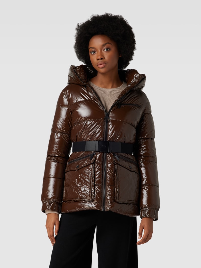 Steppjacke mit Gürtel in schokobraun