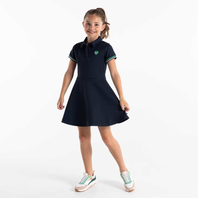 Robe polo manches courtes bleue fille