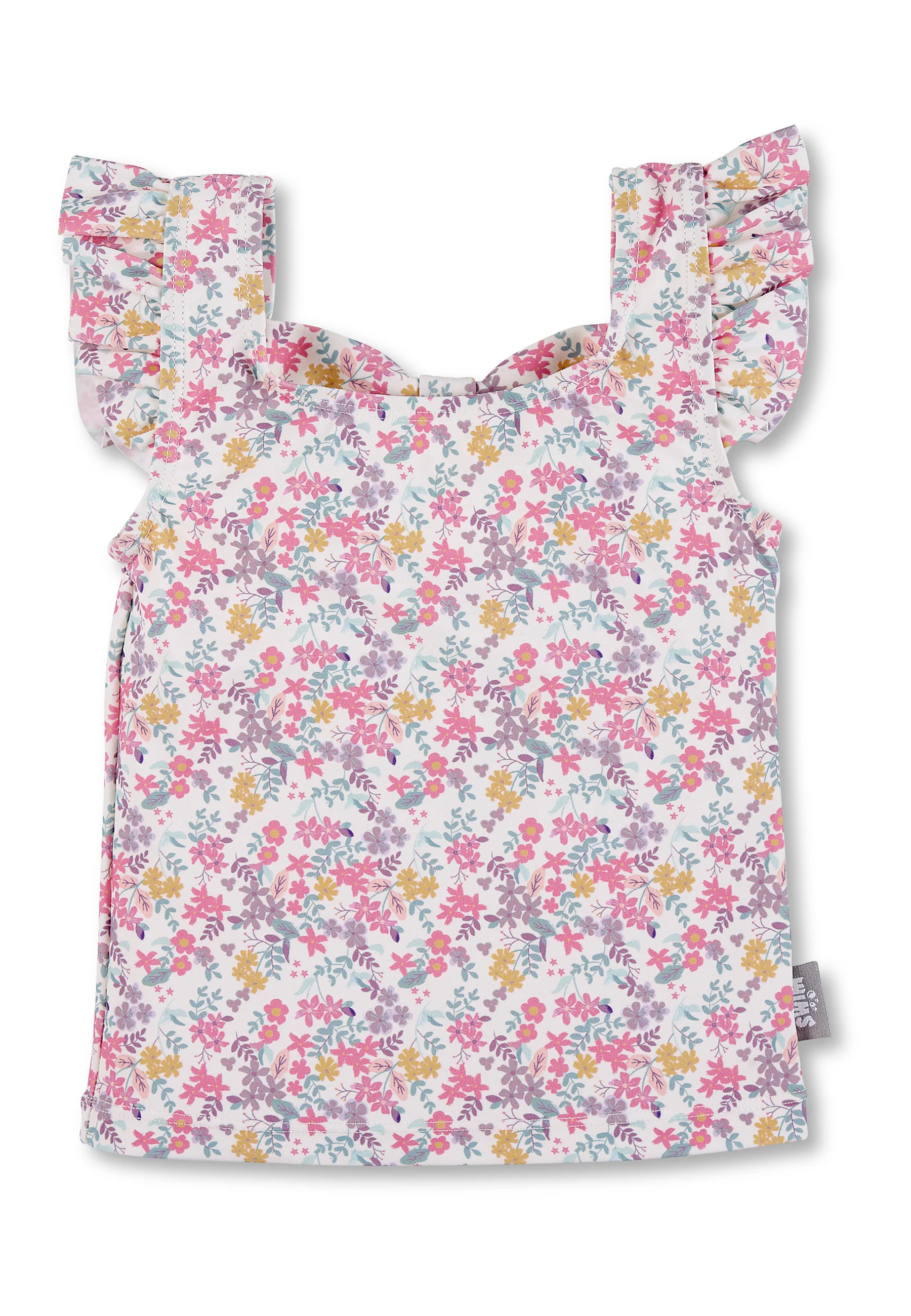 Schwimmshirt bedruckt mit bunten Blumen in ecru
