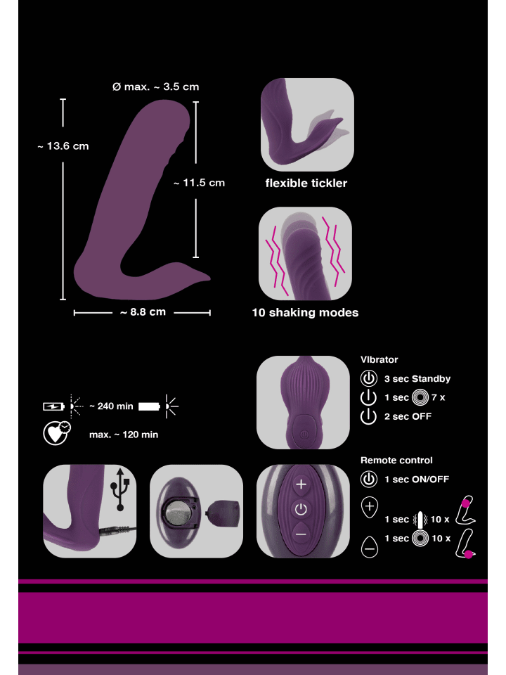 Javida Vibrator RC Shaking Panty Vibe in lila günstig kaufen 13,5 cm