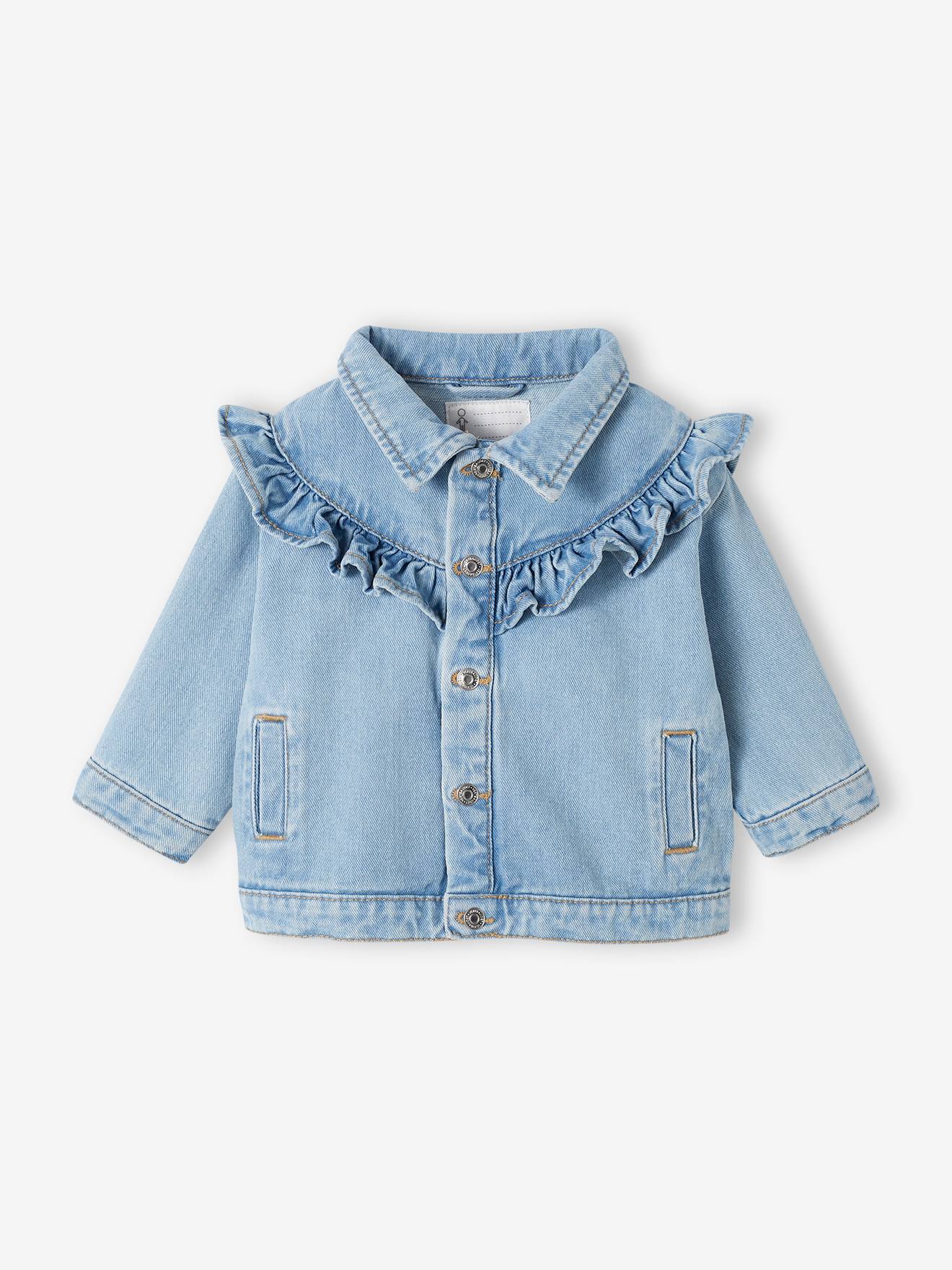 Vertbaudet Baby Jeansjacke mit Volants Oeko-Tex - bleached