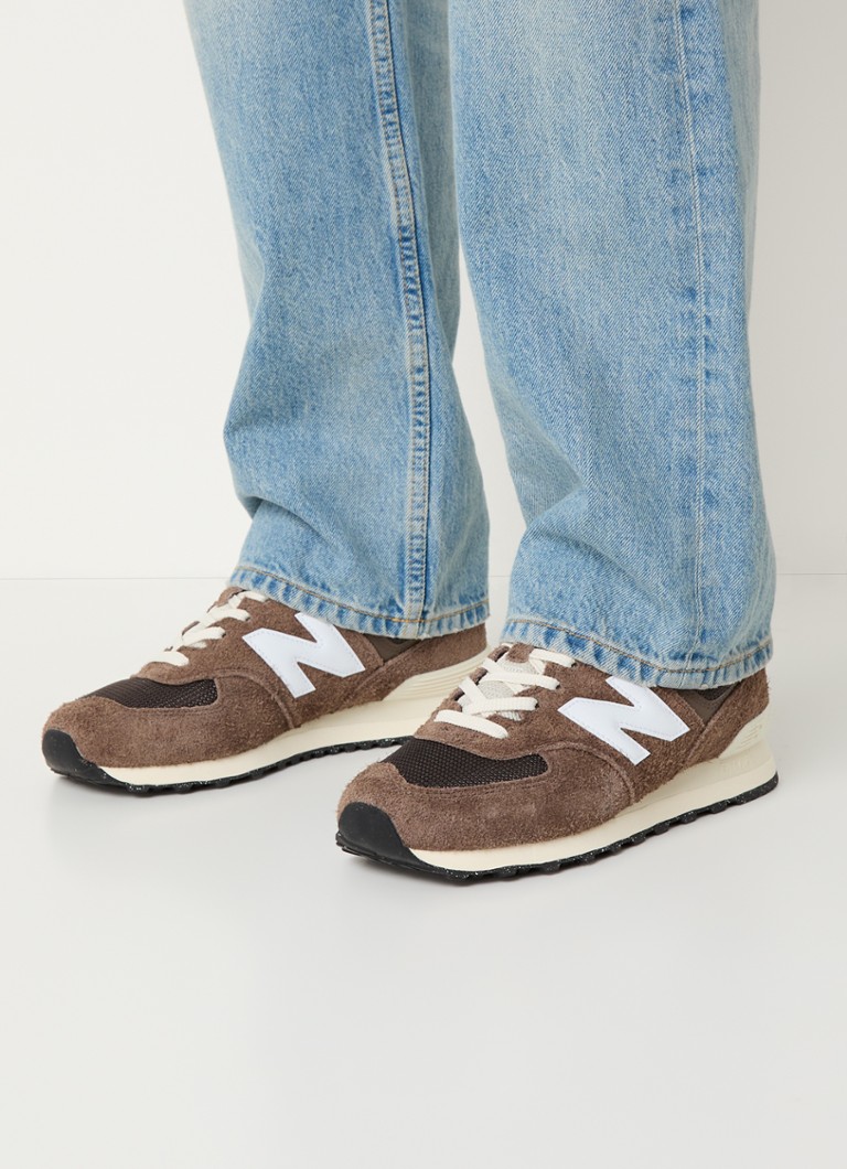 Teniși New Balance 574 din piele întoarsă cu detalii din plasă
